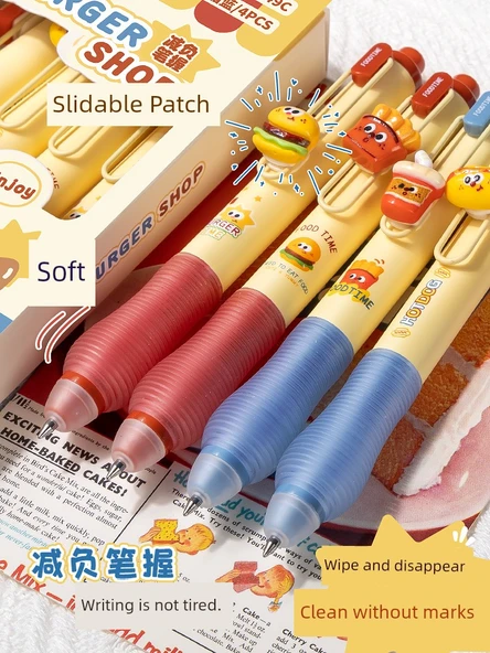 Silinebilir Jel Kalem 0.5mm - Atıştırmalık Dükkanları + Kiraz Çiçeği Kedisi / Kristal Mavi - 8'li Kutu - Resim 3