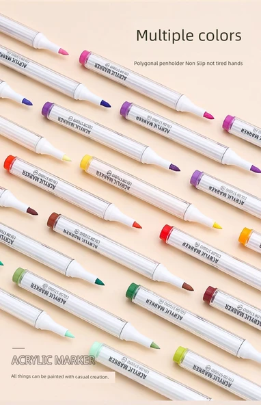 Akrilik Marker Kalemi - [Renkli Siyah Serisi 9 Renk] Yeni Renkler - 11