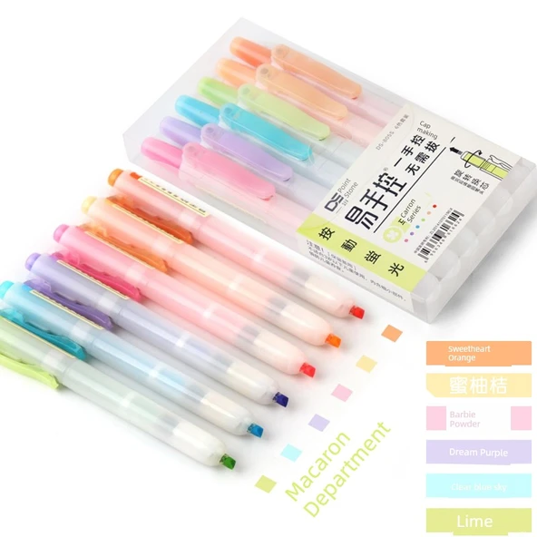 Morandi Macaron Yüksek Belirleyici ve Retro Kalemler - Macaron 6 Renk - Resim 1