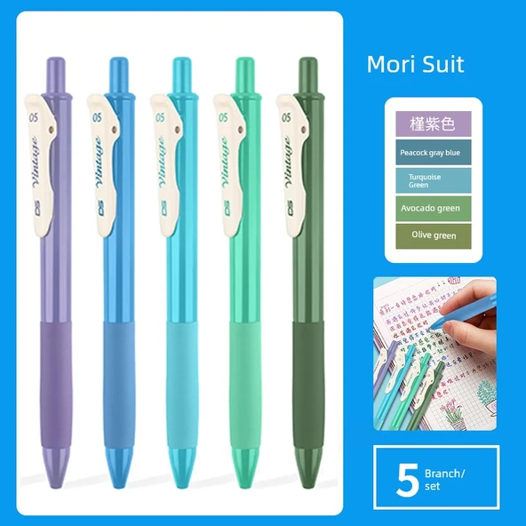 Morandi Macaron Yüksek Belirleyici ve Retro Kalemler - Hafif Retro Mori 5 Renk - 1