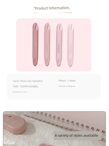 Yumuşak Uçlu Flüoresan Kalem - Pembe Serisi + Mavi Serisi 8'li - 8