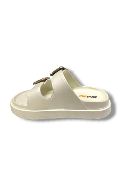 Akınal E474.Z.0000-25 Eva Altın Tokalı Çift Bant Kadın Terlik - 3