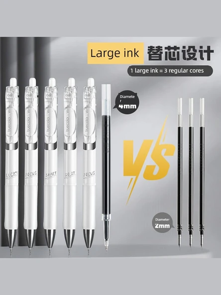 Fırça Kalemi - Yeşim Beyaz + Obsidyen 10 (10 Yedek Uç ile) - 0.5mm - 3