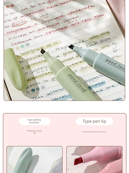 Yumuşak Uçlu Flüoresan Kalem - Pembe Serisi + Mavi Serisi 8'li - 10