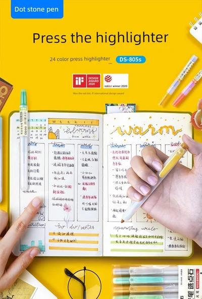 Morandi Macaron Yüksek Belirleyici ve Retro Kalemler - Floresan 6 Renk - 8