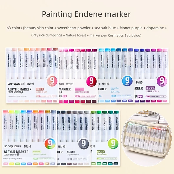 Akrilik Marker Kalemi - [63 Renk Profesyonel Boyama Takımı] B - 1