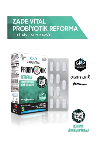 Zade Vital Probiyotik Reforma Takviye Edici Gıda 30 Bitkisel Kapsül