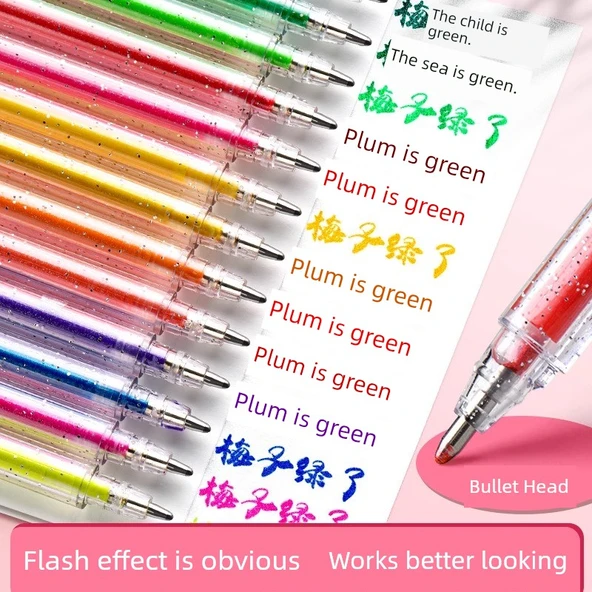 Renkli Işık Yayan Jel Kalemler - 8 Renk Hızlı Kuruyan - 4