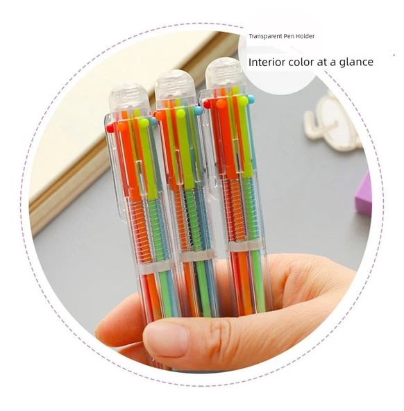 Baskı Tipi Çok Renkli Entegre 0.5mm Tükenmez Kalem - 30% Mürekkep - 6 Renk - 3 - Resim 12