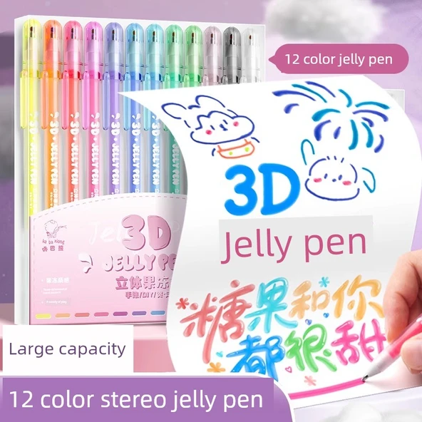 Fluoresan Kalem Seti - 8 Renk Stereo Jel Kalem + 8 Renk Kontur Kalem + 8 Renk Flash Jel Kalem - Resim 2