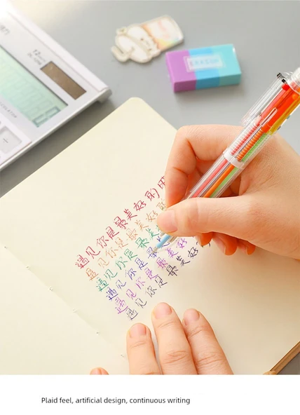 Baskı Tipi Çok Renkli Entegre 0.5mm Tükenmez Kalem - 30% Mürekkep - 6 Renk - 3 - Resim 9