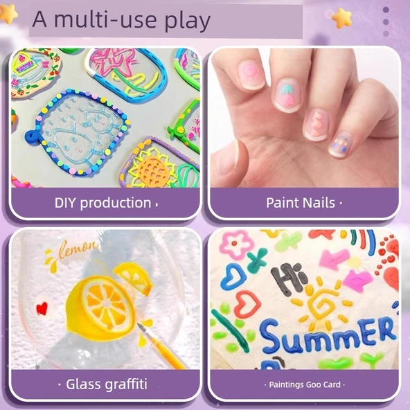 Fluoresan Kalem Seti - 8 Renk Stereo Jel Kalem + 8 Renk Kontur Kalem + 8 Renk Flash Jel Kalem - Resim 4