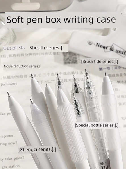 Baskı Jel Kalem 0.5mm ST Uç Hızlı Kuruyan Mürekkep - Beyaz A 5 + Beyaz B 5 + Mavi B 5 - 6