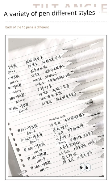 Baskı Jel Kalem 0.5mm ST Uç Hızlı Kuruyan Mürekkep - Beyaz A 5 + Beyaz B 5 + Mavi B 5 - 10