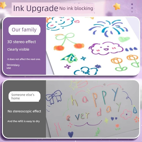 Fluoresan Kalem Seti - 8 Renk Stereo Jel Kalem + 8 Renk Kontur Kalem + 8 Renk Flash Jel Kalem - Resim 5