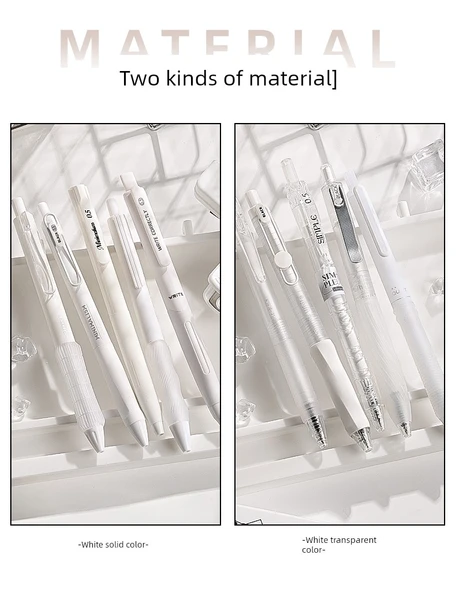 Baskı Jel Kalem 0.5mm ST Uç Hızlı Kuruyan Mürekkep - Beyaz A 5 + Beyaz B 5 + Mavi B 5 - 8