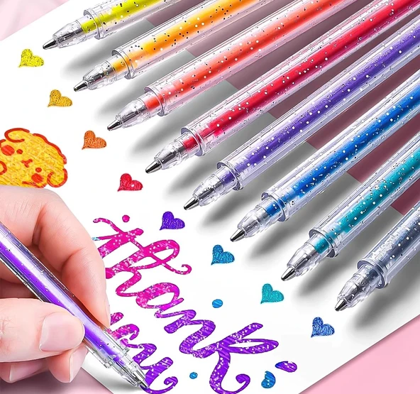 Renkli Işık Yayan Jel Kalemler - 8 Renk Hızlı Kuruyan - 8