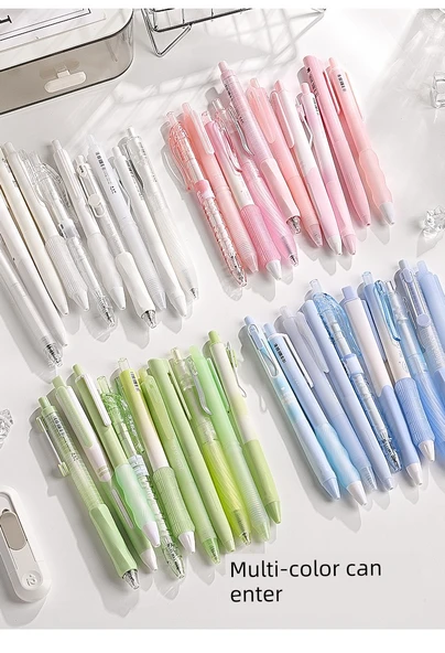 Baskı Jel Kalem 0.5mm ST Uç Hızlı Kuruyan Mürekkep - Beyaz A 5 + Beyaz B 5 + Mavi B 5 - 9