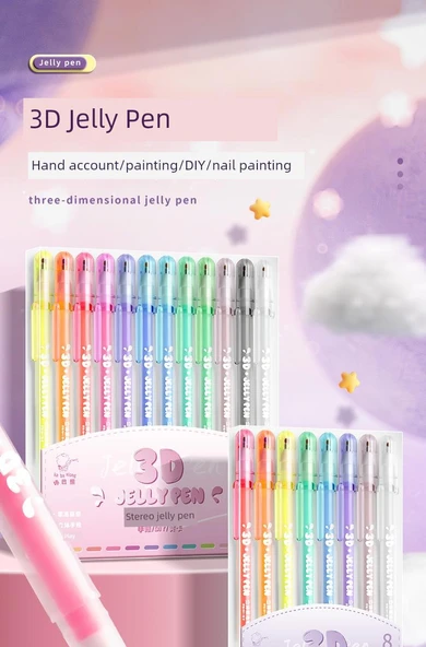 Fluoresan Kalem Seti - 8 Renk Stereo Jel Kalem + 8 Renk Kontur Kalem + 8 Renk Flash Jel Kalem - Resim 7