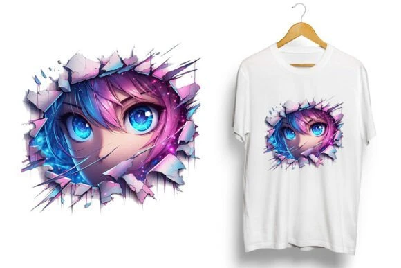 Anime Kısa kollu bisiklet yaka t-shirt