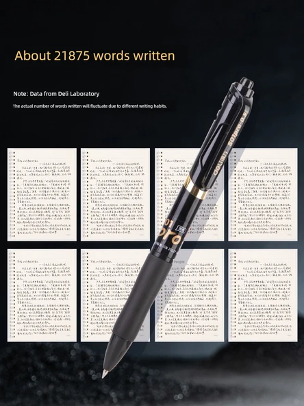 Deli Press Jel Kalem - 0.5mm - 11 Siyah 1 Kırmızı Altın İşaretleme Kalemi - Resim 4