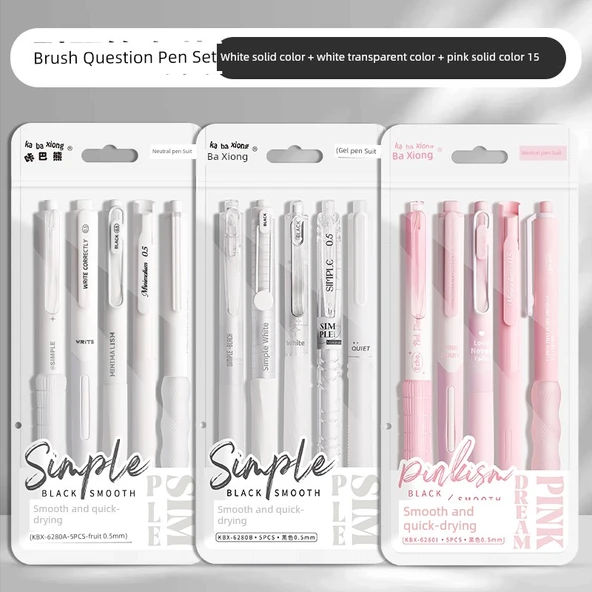 Jel Kalem Seti - Beyaz A - 0.5mm - 5 Adet + Beyaz B - 5 Adet + Pembe A - 5 Adet