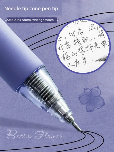 Hızlı Kuruyan Retro Stil Kalem - Mor Orkide + Kırmızı Gül 8 Adet + 20 Adet Makaralı - 3