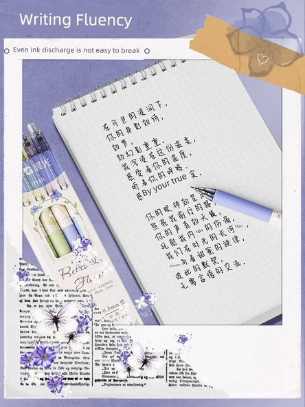 Hızlı Kuruyan Retro Stil Kalem - Kırmızı Güller + Laleler 8 Adet - 6