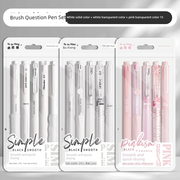 Jel Kalem Seti - Beyaz A - 0.5mm - 5 Adet + Beyaz B - 5 Adet + Pembe B - 5 Adet