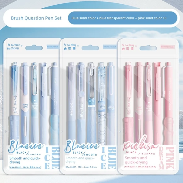Jel Kalem Seti - Mavi A - 0.5mm - 5 Adet + Mavi B - 5 Adet + Pembe A - 5 Adet