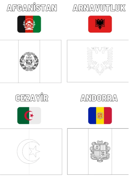 Dünya Bayrakları Boyama Kitabı Renkli Bayrak Örnekleriyle (200 Ülke) - Resim 3