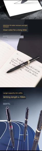 Deli Press Jel Kalem - 0.5mm - 11 Siyah 1 Kırmızı Altın İşaretleme Kalemi - Resim 10