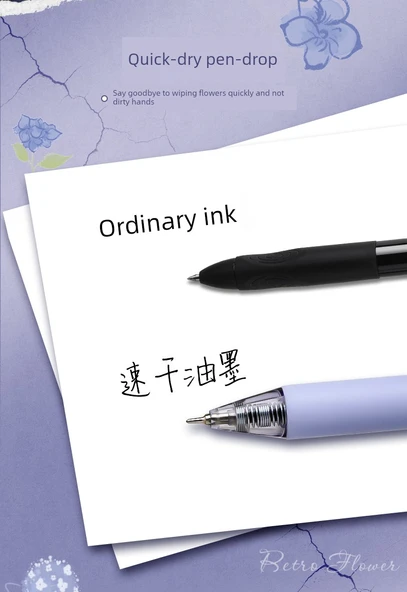 Hızlı Kuruyan Retro Stil Kalem - Kırmızı Güller + Laleler 8 Adet - 12