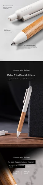 Minimalist Jel Kalem - 0.7mm - Beech Wood - Siyah Mürekkep - 9