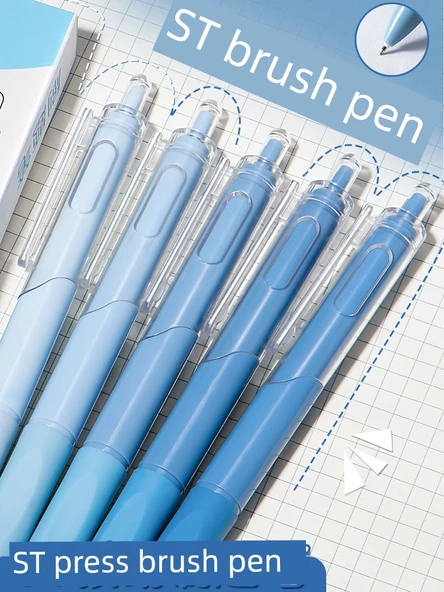 Nötr Fırça Kalemi - Arıtılmış Su Yumuşak Mavi 5 (10 Yedek) - 0.5mm - 2