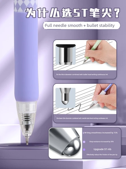 Sabah Işığı Basmalı Jel Kalem - Kırmızı Gül - 4'lü Kutu - 0.5mm - 3
