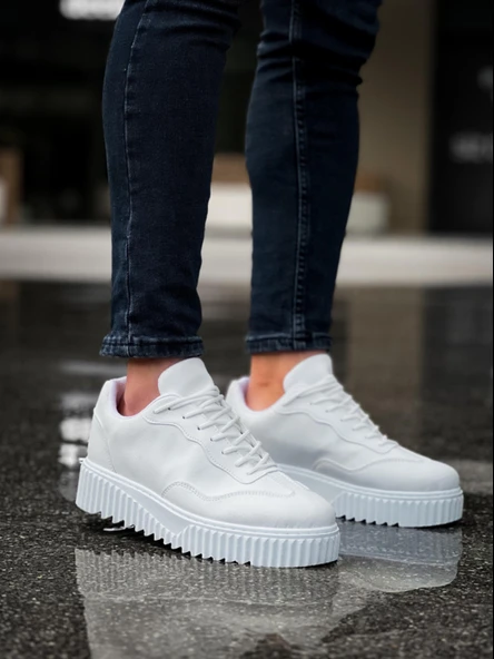 ET0802 Beyaz Yüksek Taban Erkek Günlük Ayakkabı ürün görseli