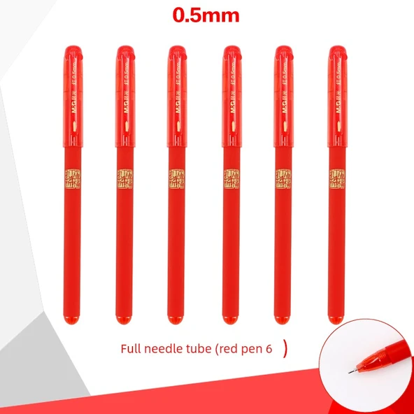 Kalem Seti - 0.5mm - 6 Kırmızı Kalem (Tam İğne Ucu)