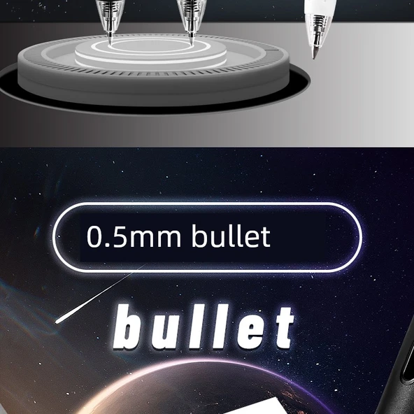 Jel Kalem - 6 Kalem + 5 Siyah Mürekkep Yedeği - 0.5mm Hızlı Kuruyan - 10
