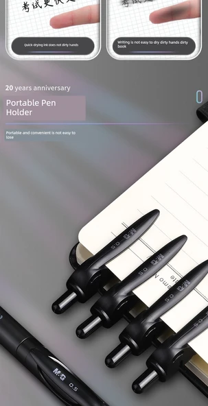 K35 Basmalı Jel Kalem - Cool Siyah K35 - 5+20 Chenguang G-5 Siyah Makaralar - Resim 11