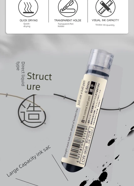 Hızlı Kuruyan Tükenmez Kalem - 12 Adet Siyah - Resim 9