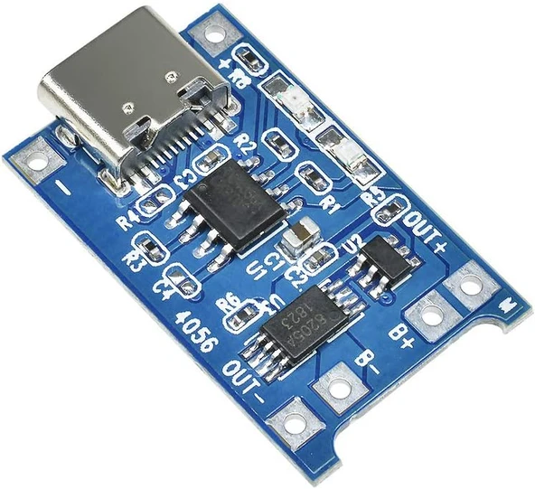 TP4056 Type-C 1S 3.7V LiPo, Li-ion Pil BMS Korumalı Şarj Devresi - 10 Adet - 8