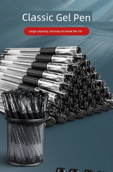 Hızlı Kuruyan Jel Kalem - Metal Kalem Kutusu - 0.5mm - 10 Adet - Model 2 - 6