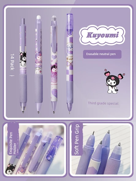 Silinebilir Jel Kalem 0.5mm - Panda Siyah (10 Yedek Mavi) - 6