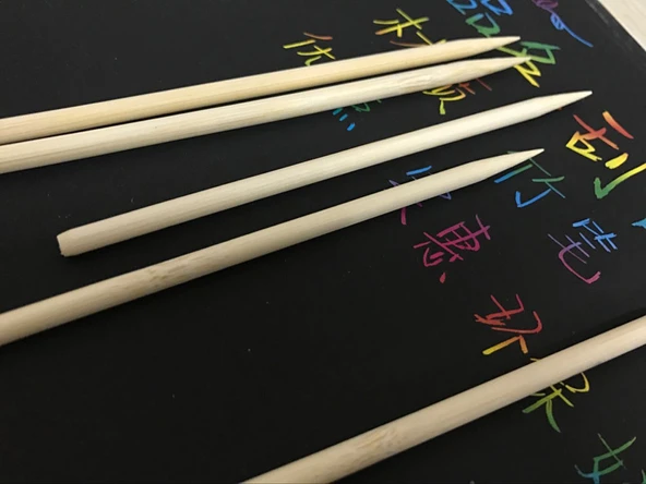 Bambu Kağıt Kazıma Kalemi - 14cm - Çocuklar için - 9