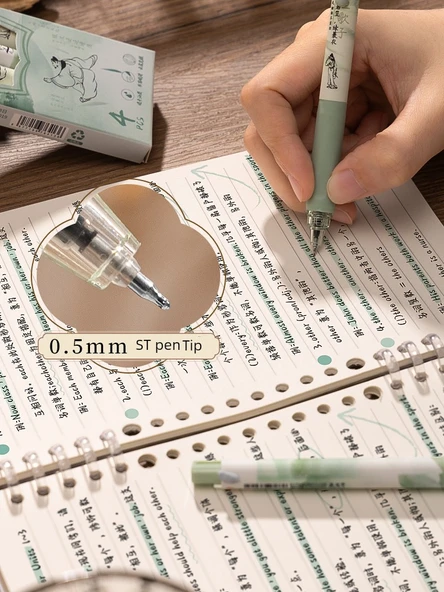 Lanting Koleksiyonu + Beyaz Sis Gülü 0.5mm Siyah Mürekkep Jel Kalem Seti - Değer Paketi/2 Kutuda 8 Kalem - 5