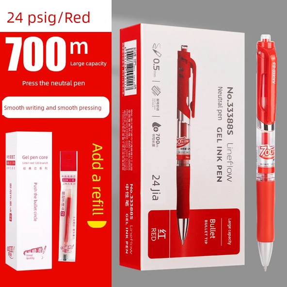 0.5mm Jel Tükenmez Kalem - Kırmızı - 24'lü Paket