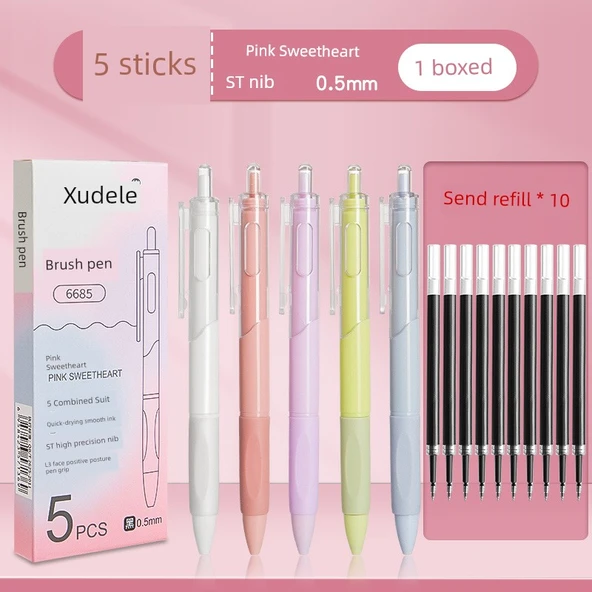 Hızlı Kuruyan Fırça Kalemi - Pembe Sevgili 5 (10 Yedek Makaralı) 0.5mm