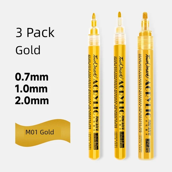 Metaliks Kalem Seti - 3 Parça Altın 0.7/1.0/2.0mm