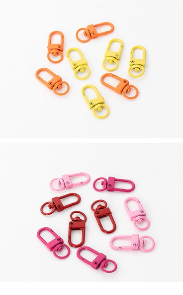 Metal Lobster Klipsi Dönme Lanyard Anahtarlık Aksesuar - Gül Kırmızı - 11